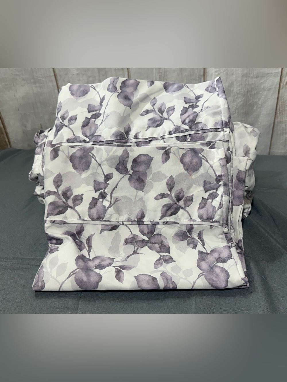 Charisma Queen Sheet Set - Purple Botanical Leaf Print Microfiber